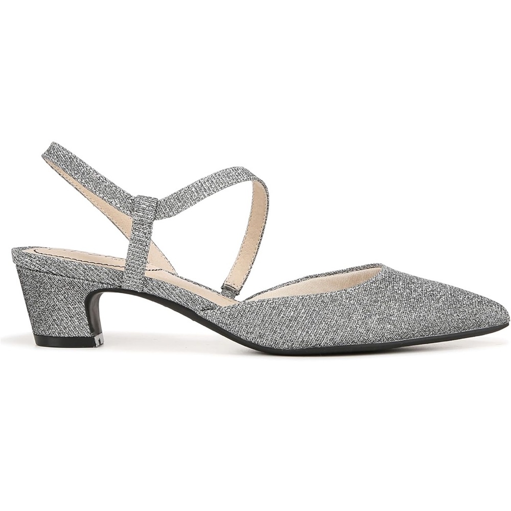 Life Stride Minimalist Pewter Sparkle Pointed-Toe Slingback Size 8M Pumps - Picture 2 of 9